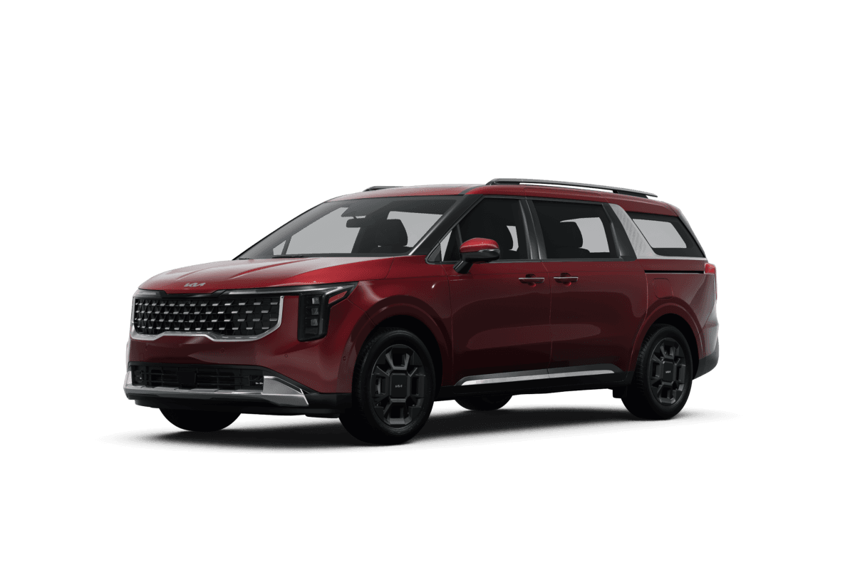 Kia Carnival Flare Red - Front view Kia Carnival Flare Red - Front view