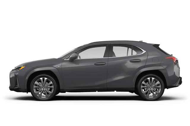 Lexus UX 300h Cloudburst Gray w/ Obsidian Roof - Side view Lexus UX 300h Cloudburst Gray w/ Obsidian Roof - Side view