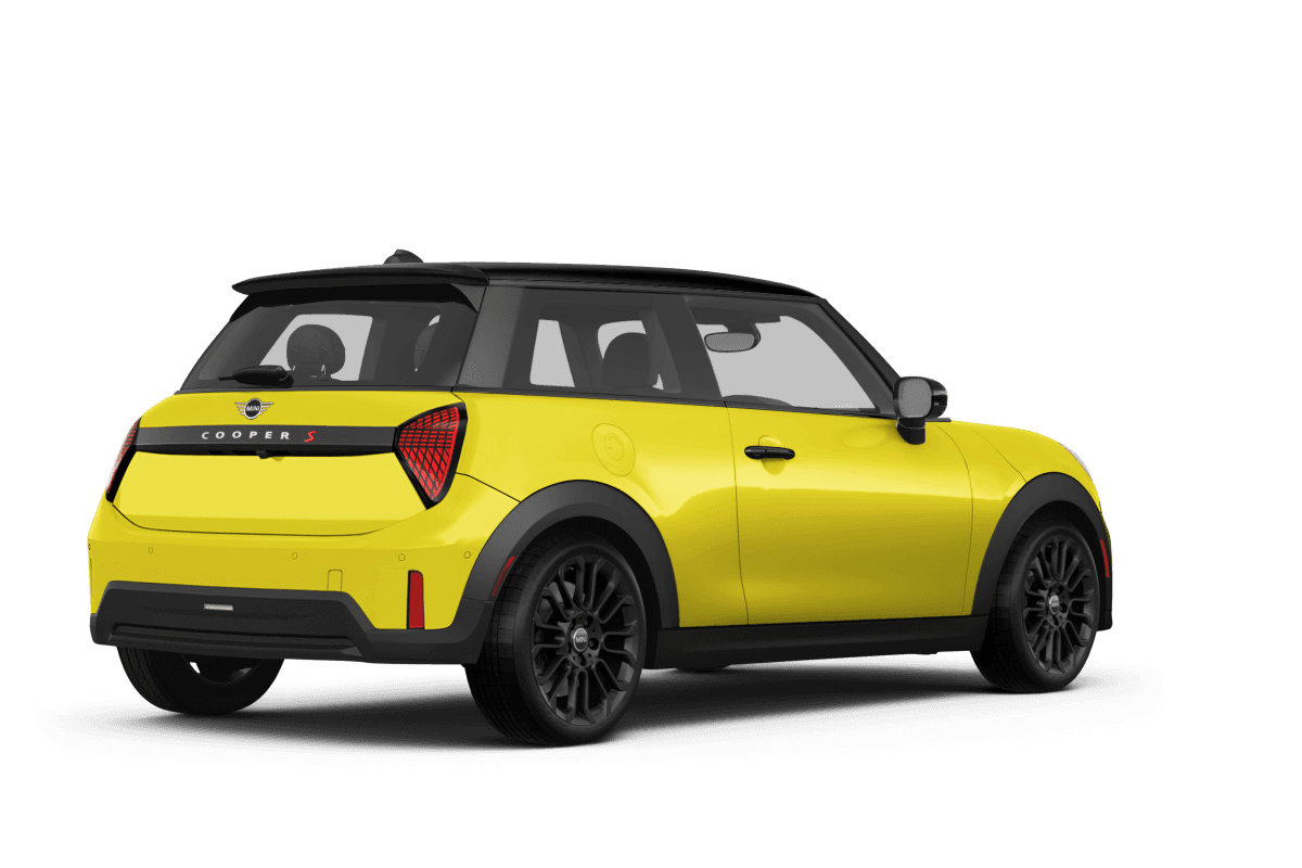 MINI Hardtop 2 Door Sunny Side Yellow - Back view MINI Hardtop 2 Door Sunny Side Yellow - Back view