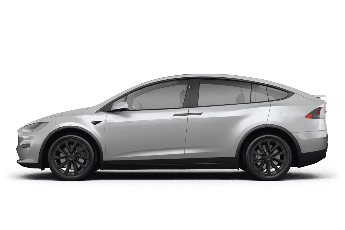 Tesla Model X Lunar Silver - Side view Tesla Model X Lunar Silver - Side view