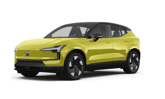 Volvo EX30 Moss Yellow/Onyx Black Metallic - Front view Volvo EX30 Moss Yellow/Onyx Black Metallic - Front view