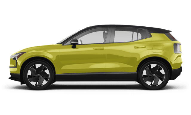 Volvo EX30 Moss Yellow/Onyx Black Metallic - Side view Volvo EX30 Moss Yellow/Onyx Black Metallic - Side view