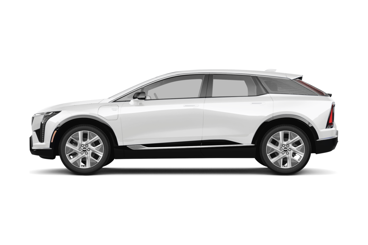 Cadillac OPTIQ Vibrant White Tricoat - Side view Cadillac OPTIQ Vibrant White Tricoat - Side view