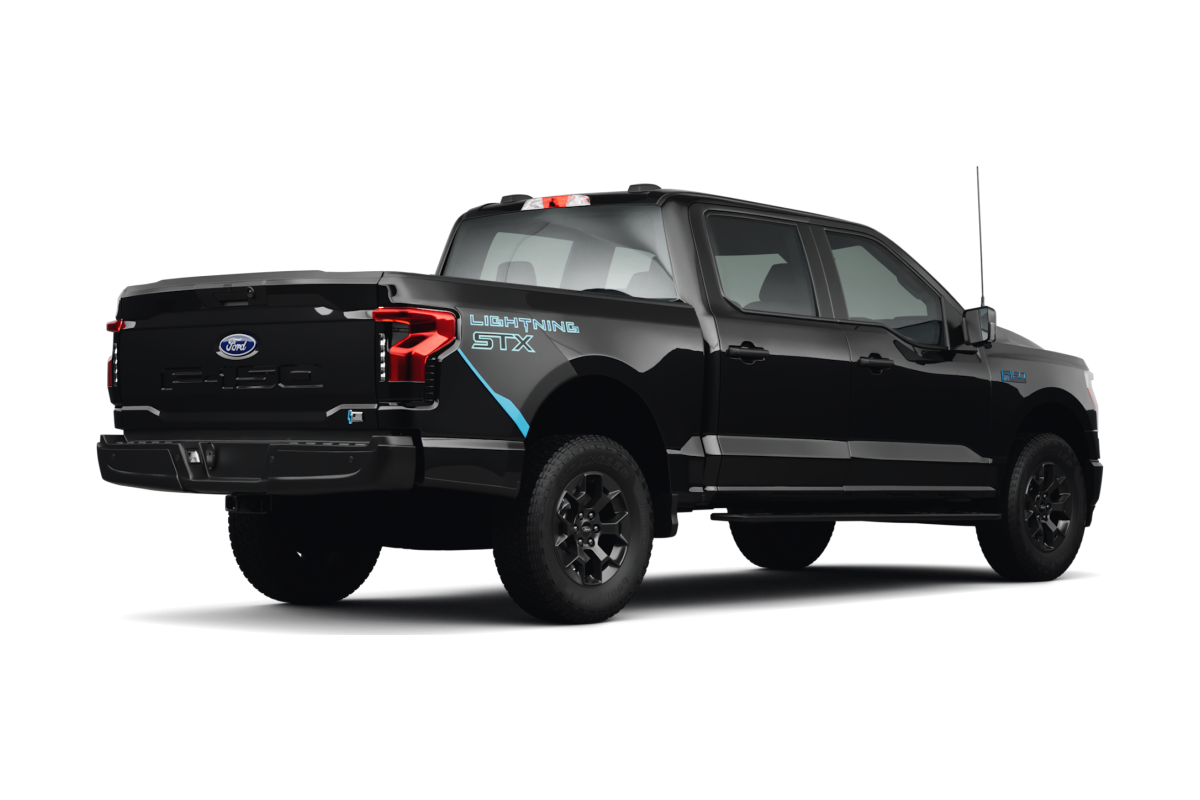 Ford F-150 Lightning Agate Black Metallic - Back view Ford F-150 Lightning Agate Black Metallic - Back view