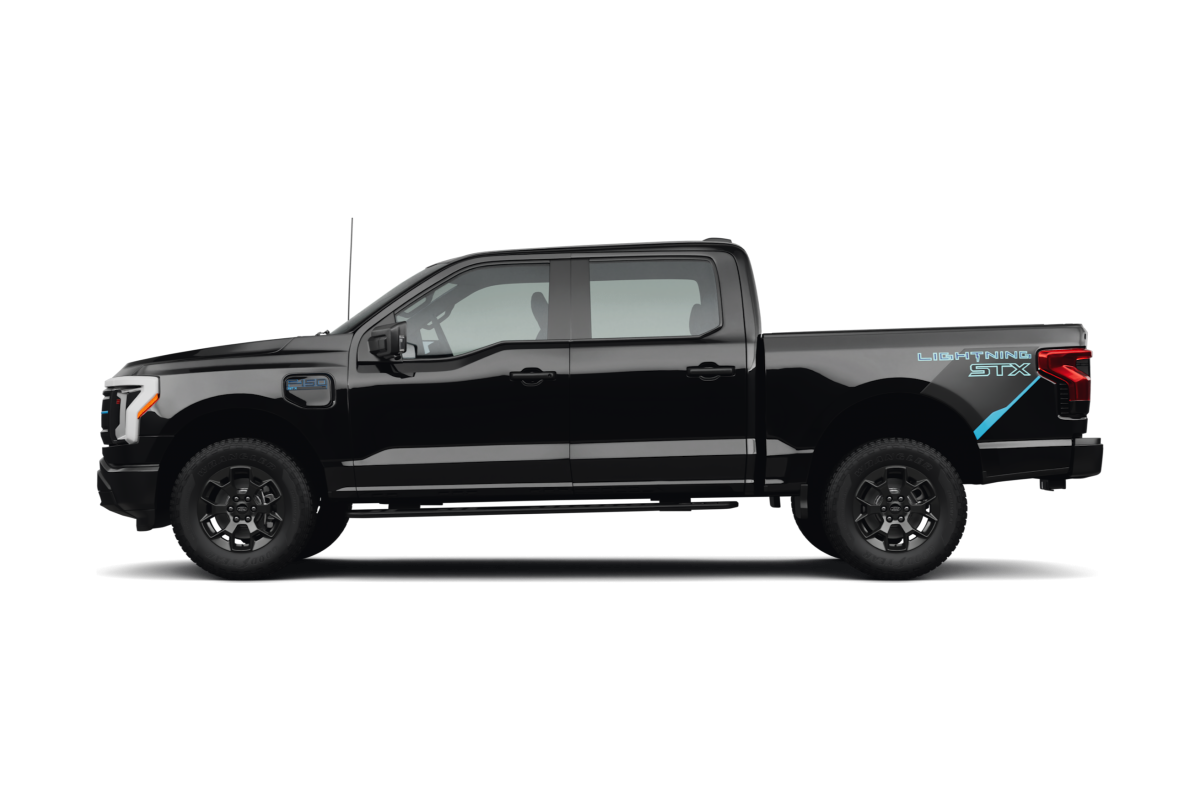 Ford F-150 Lightning Agate Black Metallic - Side view Ford F-150 Lightning Agate Black Metallic - Side view