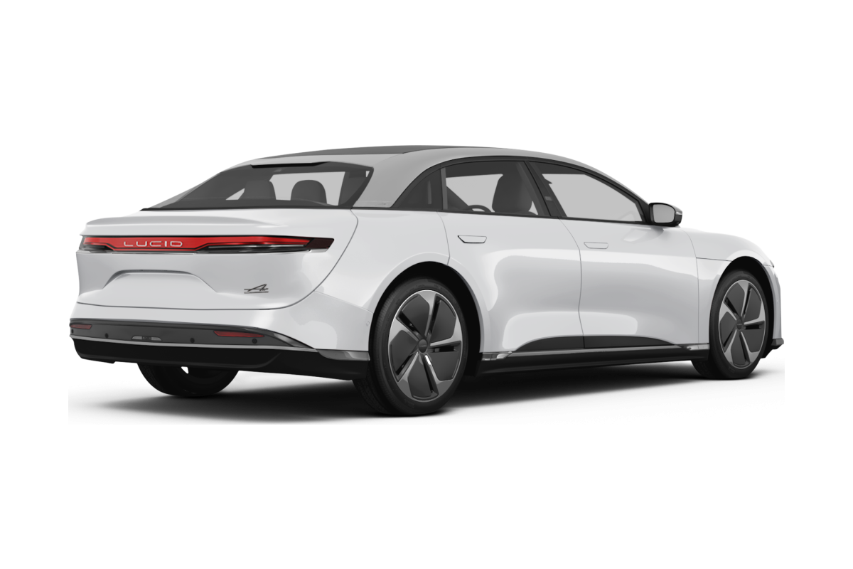 Lucid Air Stellar White Metallic - Back view Lucid Air Stellar White Metallic - Back view