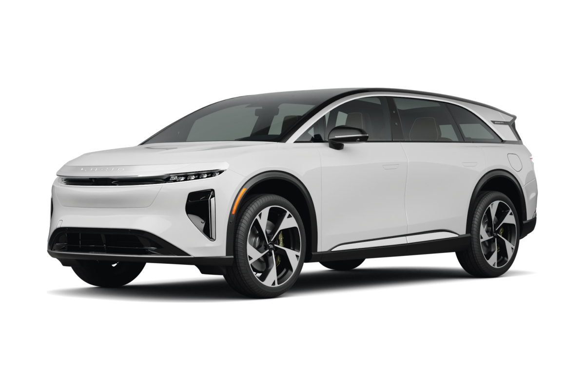 Lucid Gravity Stellar White Metallic - Front view Lucid Gravity Stellar White Metallic - Front view