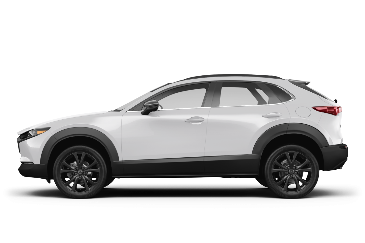 Mazda CX-30 Snowflake White Pearl Mica - Side view Mazda CX-30 Snowflake White Pearl Mica - Side view