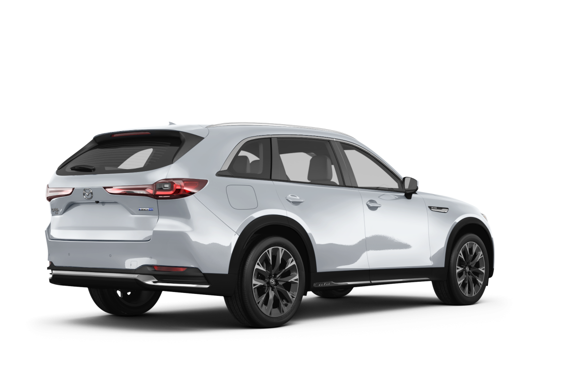 Mazda CX-90 PHEV Rhodium White Premium - Back view Mazda CX-90 PHEV Rhodium White Premium - Back view