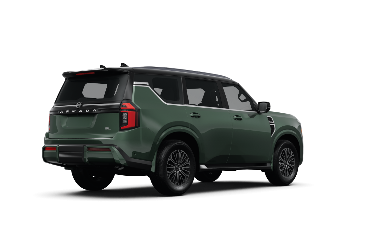 Nissan Armada Alpine Metallic/Super Black - Back view Nissan Armada Alpine Metallic/Super Black - Back view
